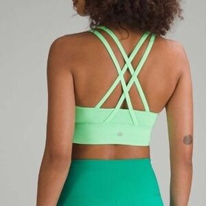 Lululemon 6 Energy Bra Longline Pistachio Green Strappy Sports Bra Size LW2BE2S